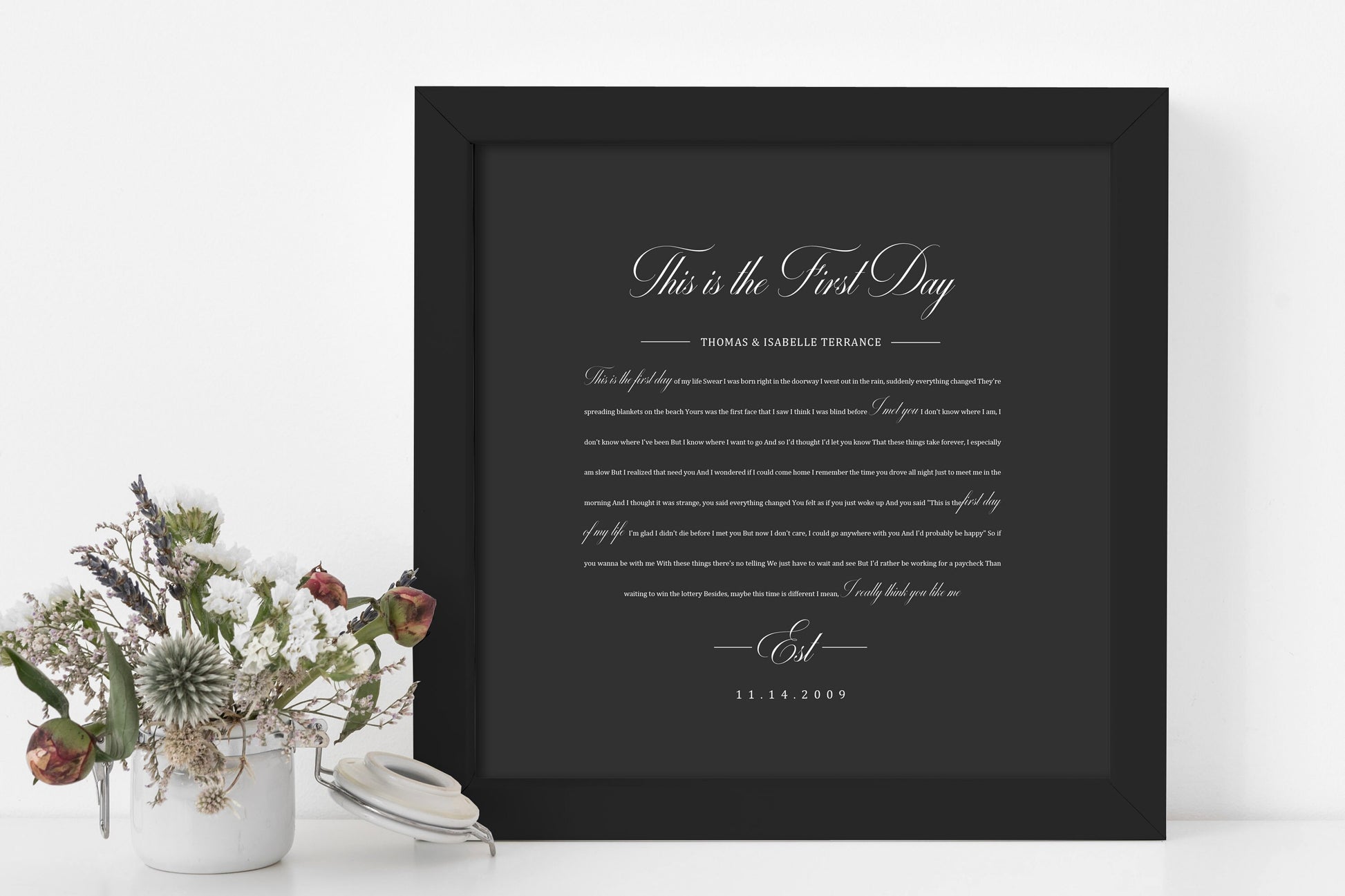 1st Year Anniverary Gift, Paper Anniversary Gift, Song Lyrics on Paper, 1st Wedding Anniversary Gift, Framed Lyric, Song Print, Wedding Gift - HoneycombProverbs - Gifts For The Couple - 1st Year Paper Gifts