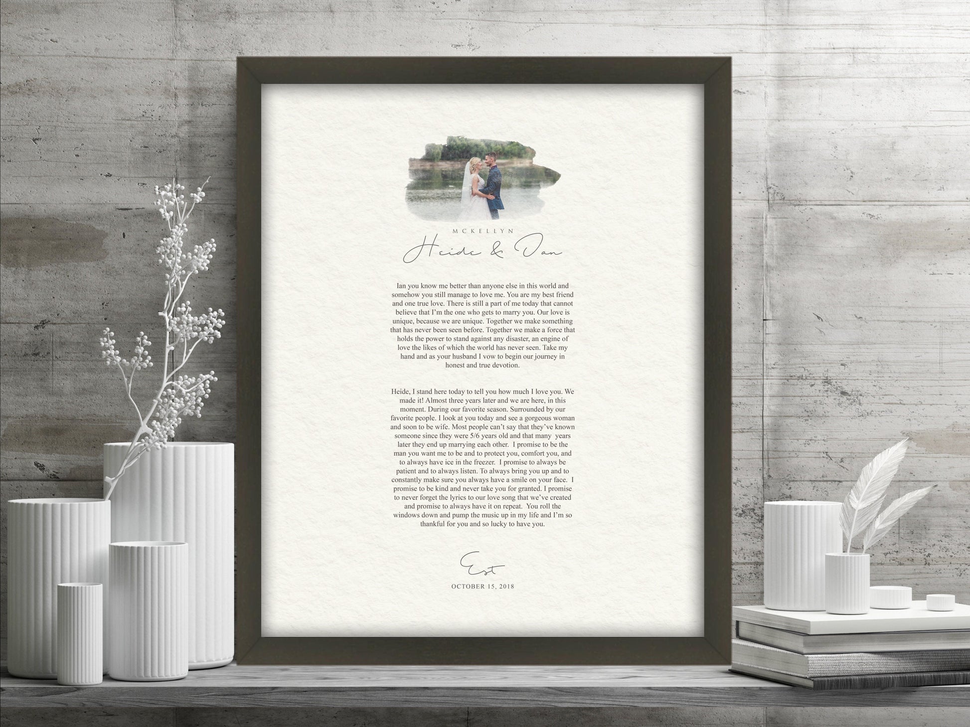 Our Wedding Vows Paper Anniversary Photo Gift - HoneycombProverbs - Giclée - Wedding Vow Wall Art