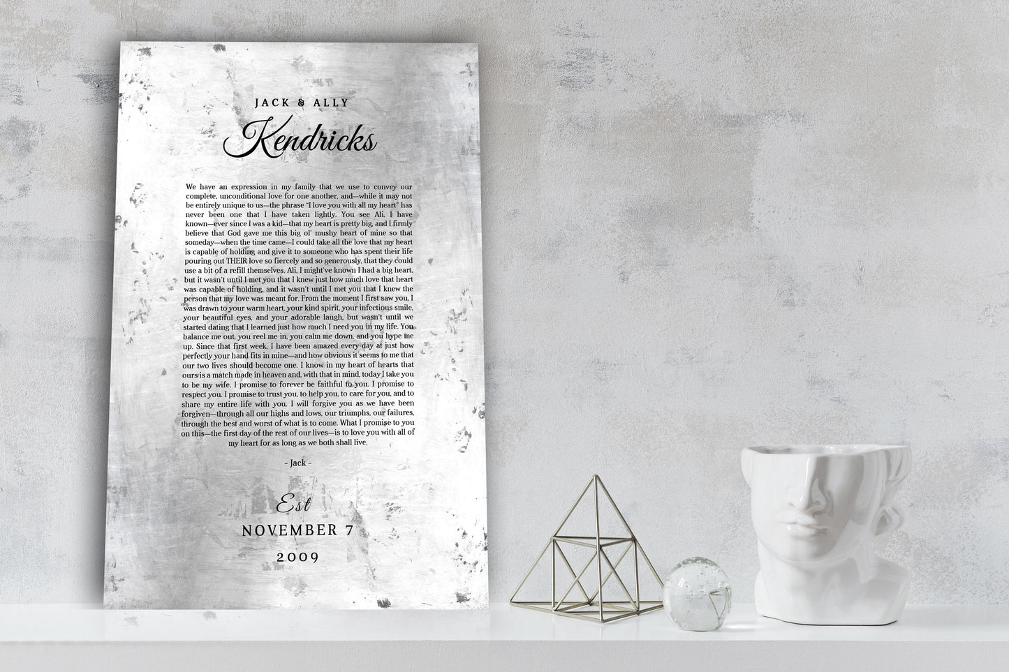 Custom Wedding Vow Metal Print - HoneycombProverbs - Wall Hangings - Wedding Vow Wall Art