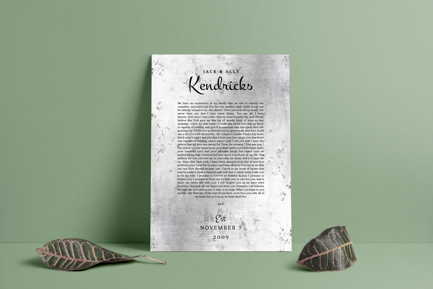 Tin Wedding Anniversary Gift, Wedding Vow Keepsake - HoneycombProverbs - Signs - Wedding Vow Wall Art