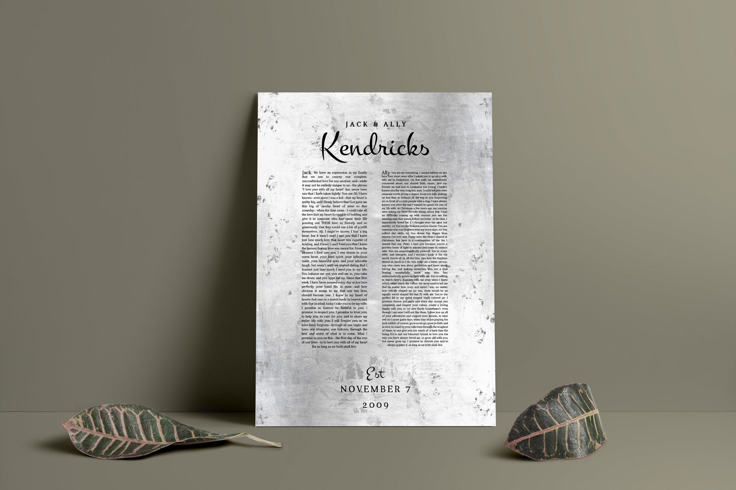 Wedding Vow Memento Gift on Tin - HoneycombProverbs - Gifts For The Couple - Wedding Vow Wall Art