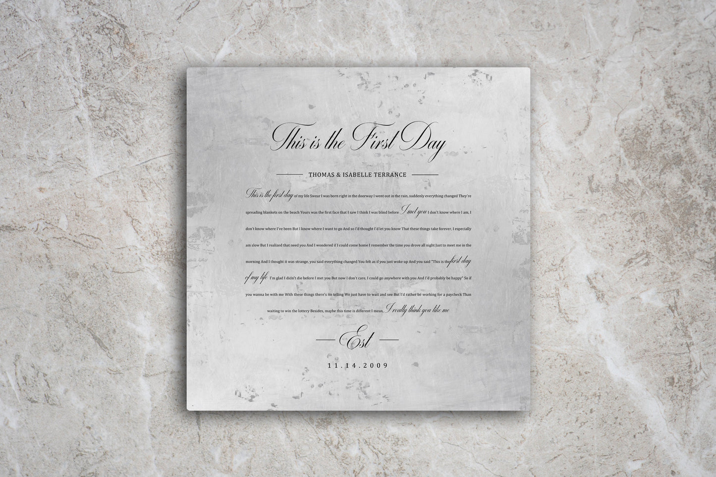 Personalized Wedding Song on Aluminum - HoneycombProverbs - Wall Decor - Vintage Lyrics Wall Art