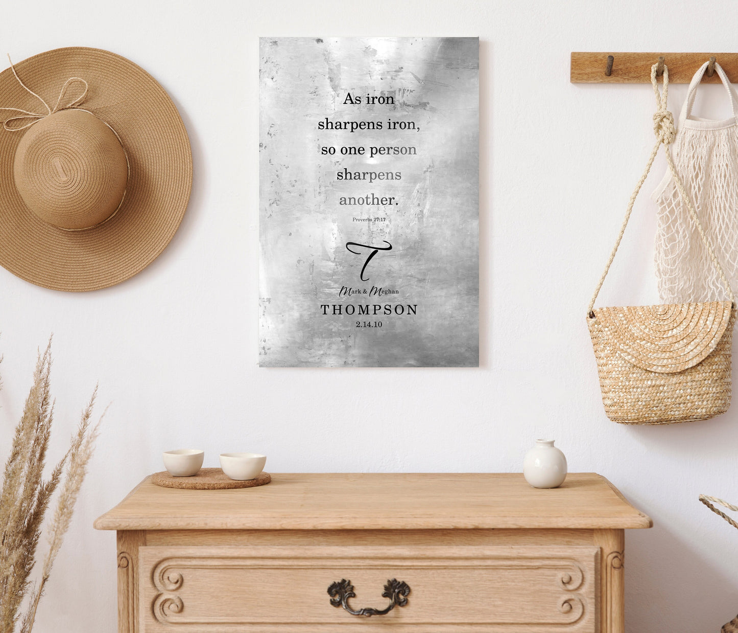 Proverbs 27:17, Monogrammed Gift for Couples - HoneycombProverbs - Gifts For The Couple - Tin Anniversary Gifts