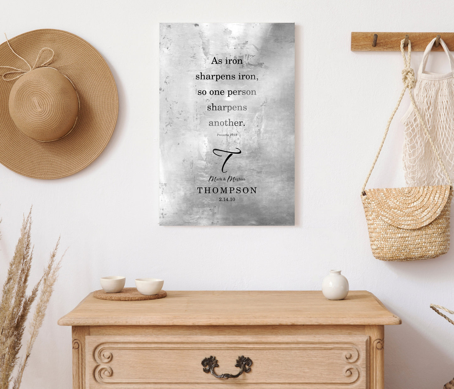 As Iron Sharpens Iron Rustic Christian Wedding Gift - HoneycombProverbs - Gifts For The Couple - Christian Wall Art