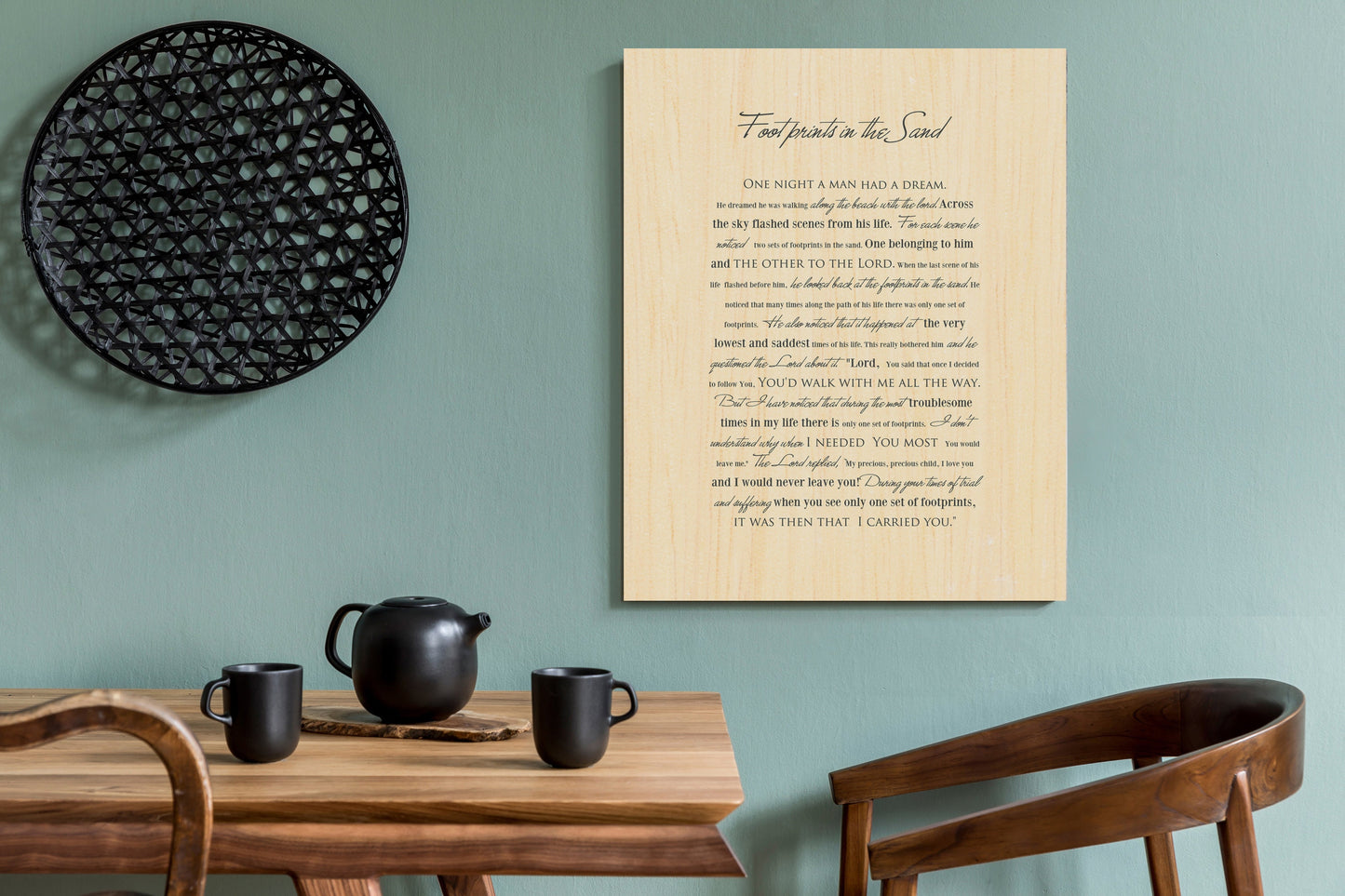 Footprints poem, Wood gift for him, Footprints in the Sand on Wood, Wood Gift, 5 Year Wedding Anniversary Gift, Wood gift for Him, - HoneycombProverbs - Wall Hangings - Christian Wall Art