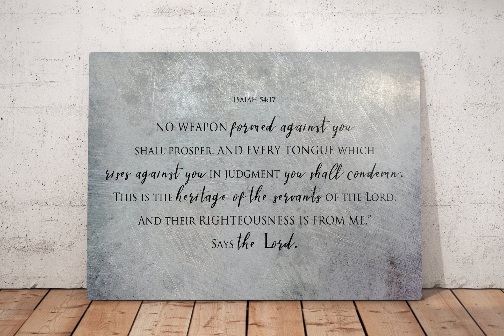 Isaiah 54:17 Distrssed Metal Bible Verse Art - HoneycombProverbs - Wall Decor - Christian Wall Art