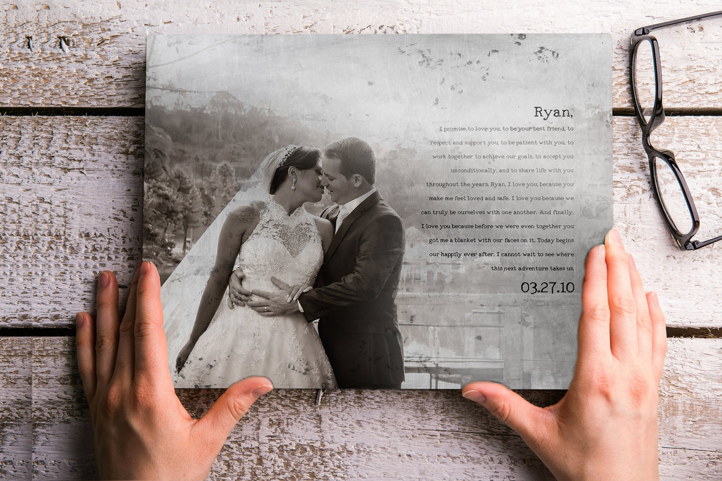 Rustic Tin Photo Gift with Words - HoneycombProverbs - Gifts For The Couple - Photo Plaques