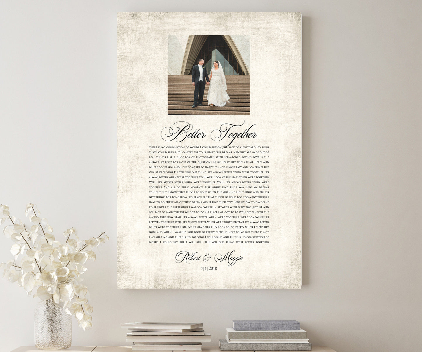 Photo Gift with Song on Cotton - HoneycombProverbs - Wall Decor - Photo Lyrics Wall Art