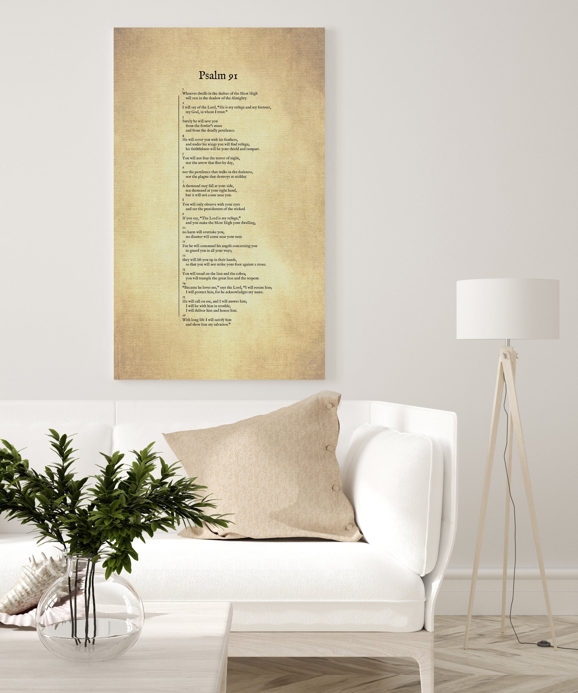 Psalm 91 on Canvas, Christian Wall Art, Inspirational Decor, Scripture Decor, Encouragement Gift, Gift for Mom, Sympathy Gift, Uplifting - HoneycombProverbs - Digital Prints - Christian Wall Art