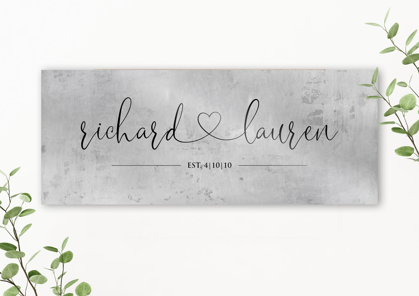 Rustic Heart Name Sign on Tin - HoneycombProverbs - Signs - Tin Anniversary Gifts