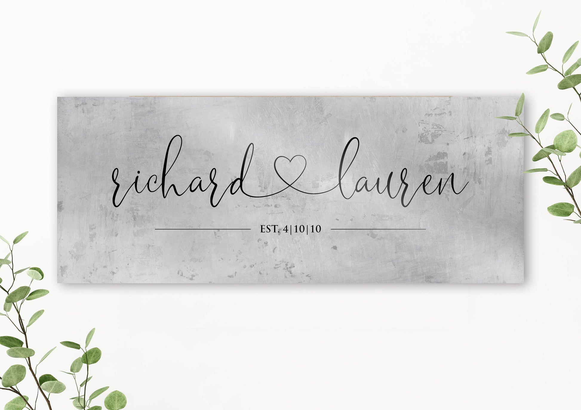 Rustic Heart Name Sign on Tin - HoneycombProverbs - Signs - Tin Anniversary Gifts