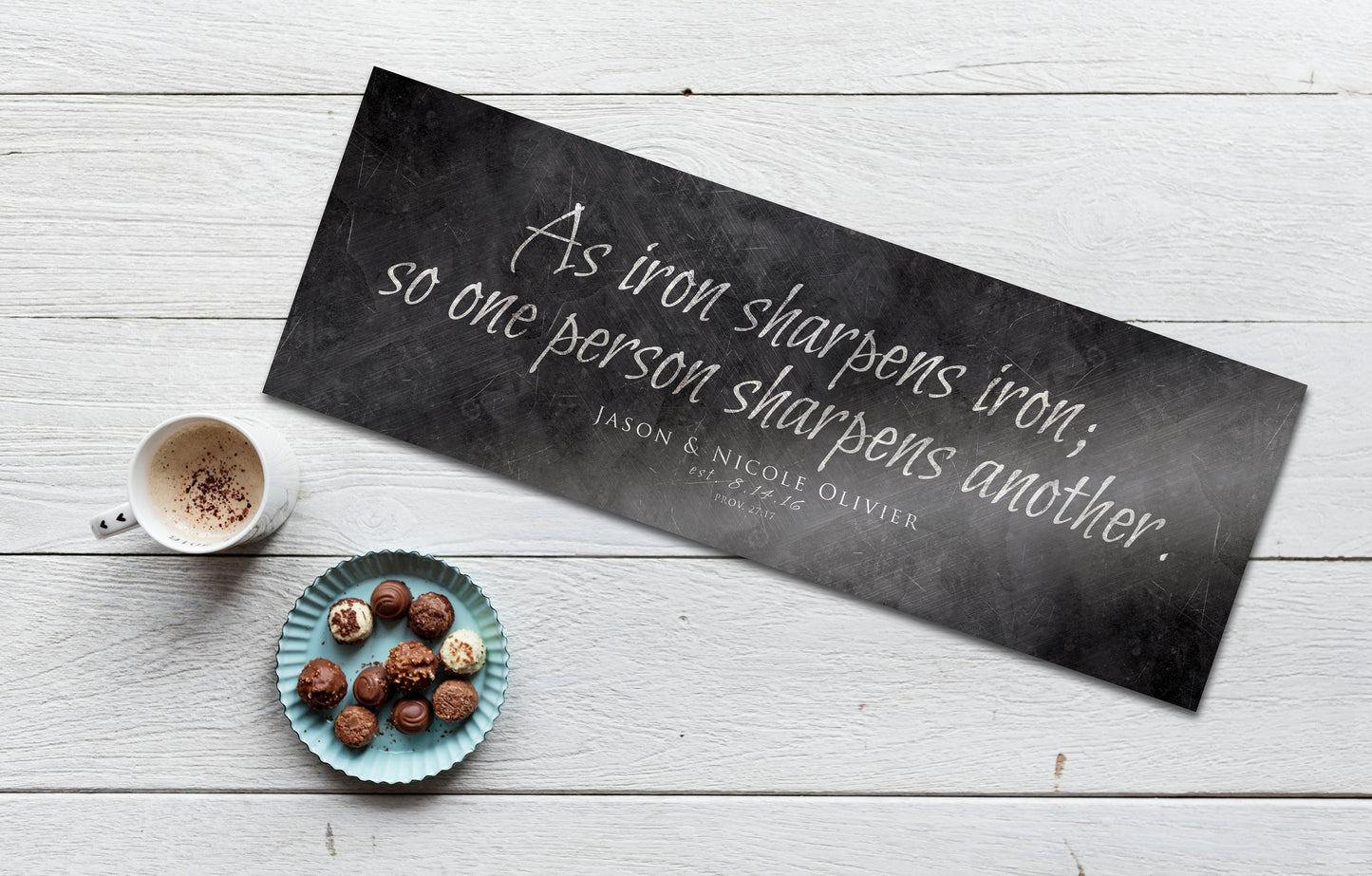 Proverbs 27:17, As Iron Sharpens Iron Personalized Wall Sign - HoneycombProverbs - Signs - Christian Wall Art