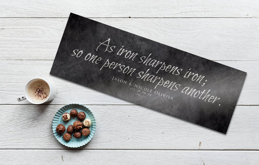 Proverbs 27:17, As Iron Sharpens Iron Personalized Wall Sign - HoneycombProverbs - Signs - Christian Wall Art