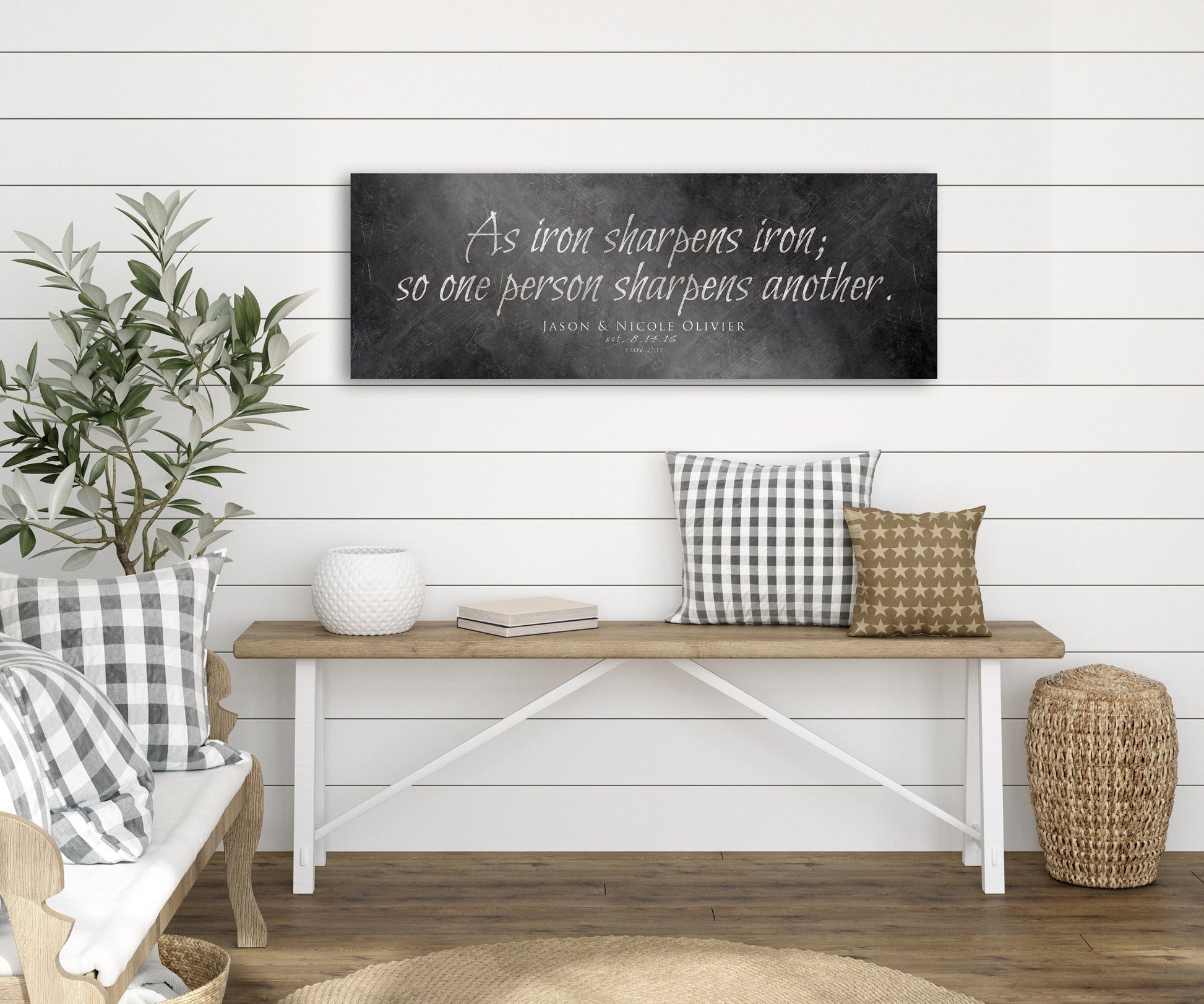 Proverbs 27:17, As Iron Sharpens Iron Personalized Wall Sign - HoneycombProverbs - Signs - Christian Wall Art