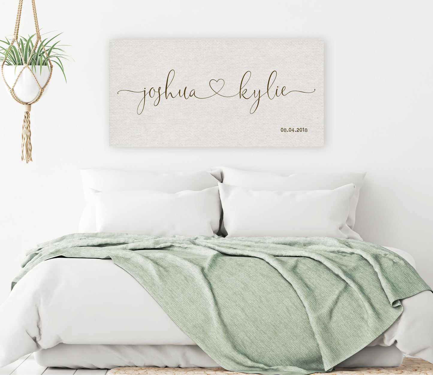 Cotton Heart Connected Names Est Canvas - HoneycombProverbs - Giclée - 2nd Year Cotton Art