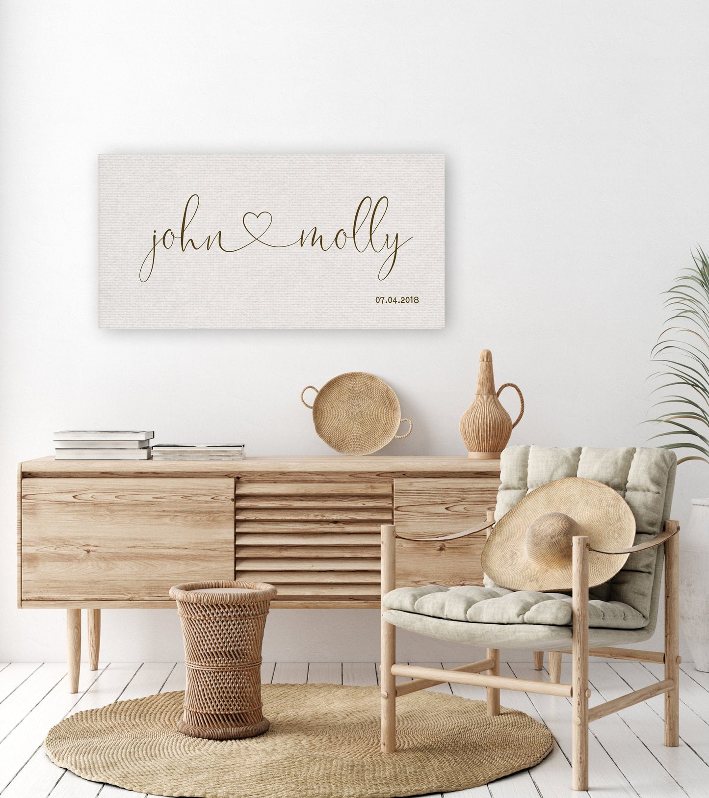 Heart Names on Cotton - HoneycombProverbs - Gifts For The Couple - Name Signs Wall Art