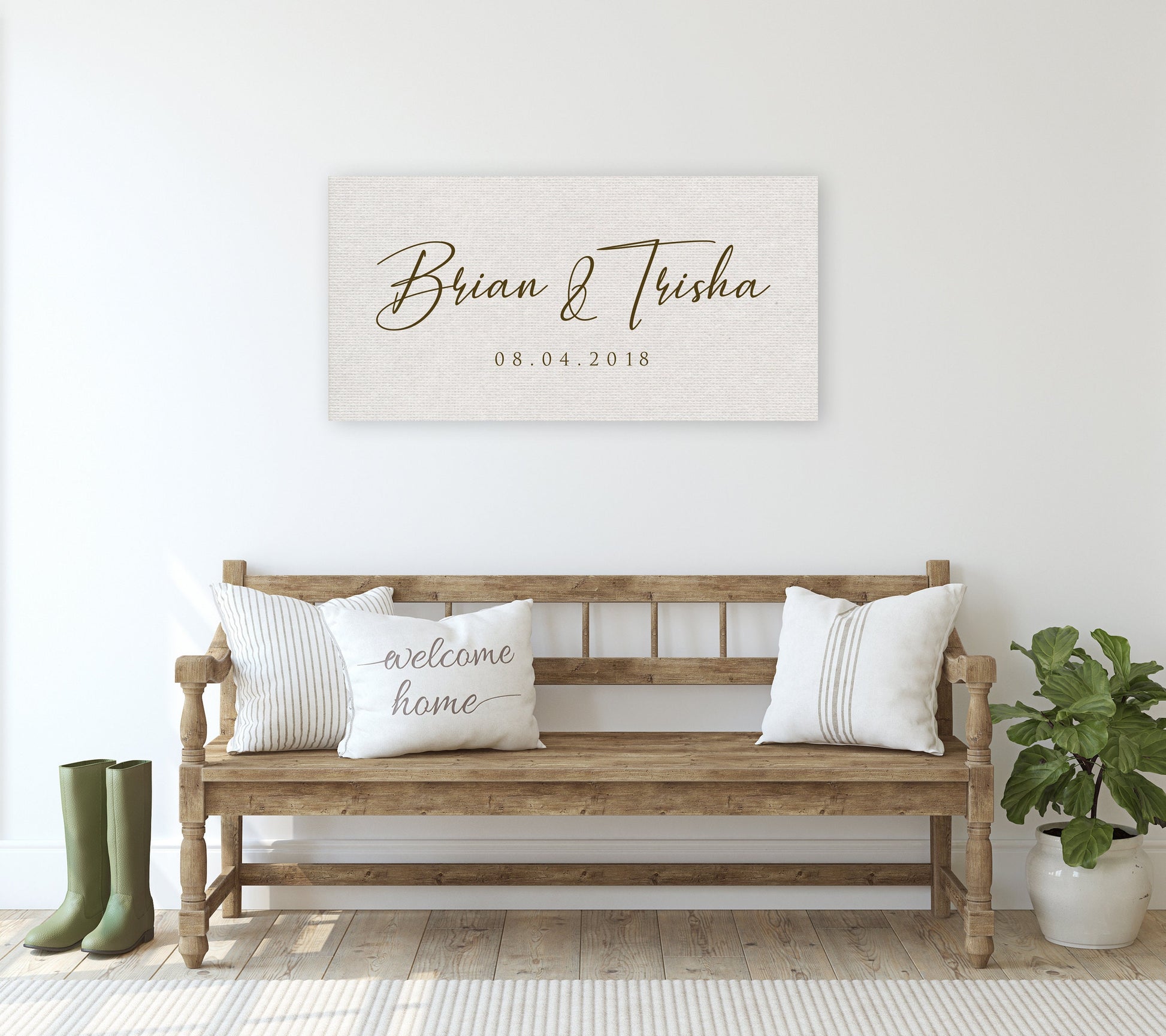 Family Established Sign on Cotton - HoneycombProverbs - Gifts For The Couple - Name Signs Wall Art