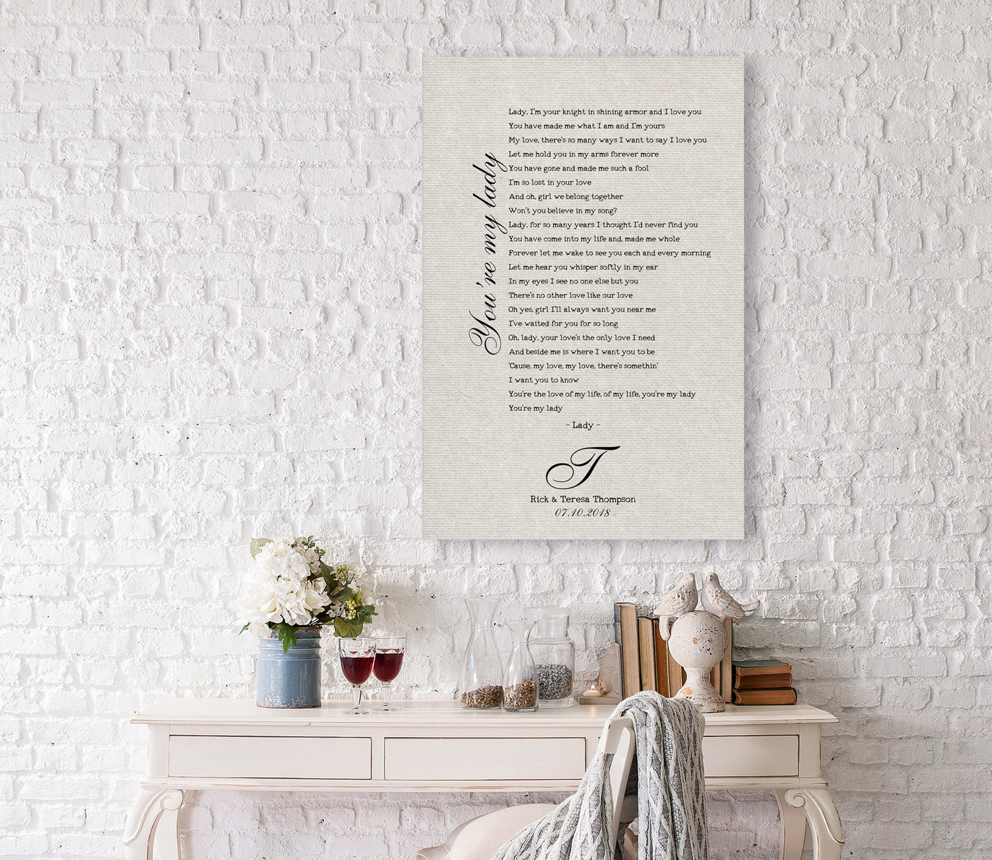 First Dance Song on Cotton - HoneycombProverbs - Gifts For The Couple - 2nd Year Cotton Art