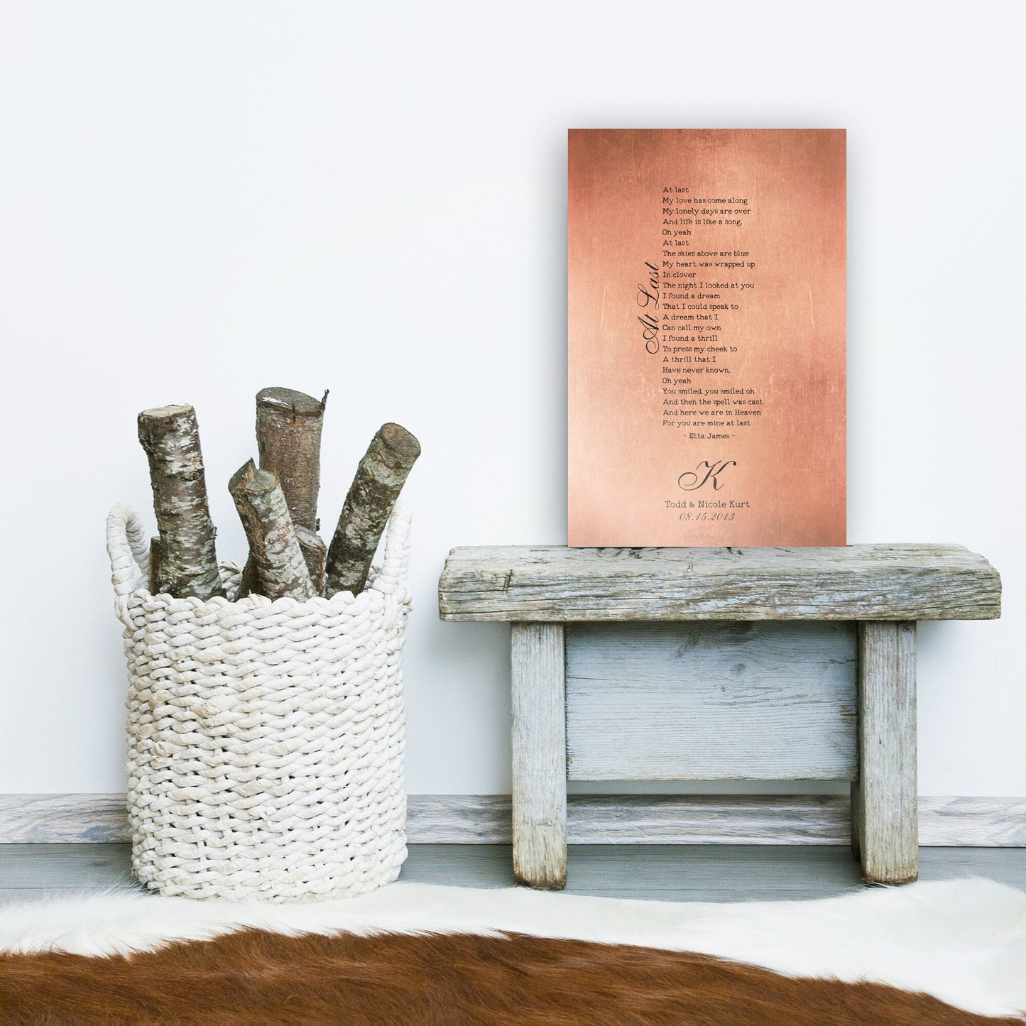 Personalized Copper Anniversary Song Lyric Art: Custom Metal Sign - HoneycombProverbs - Signs - Copper Anniversary Gifts