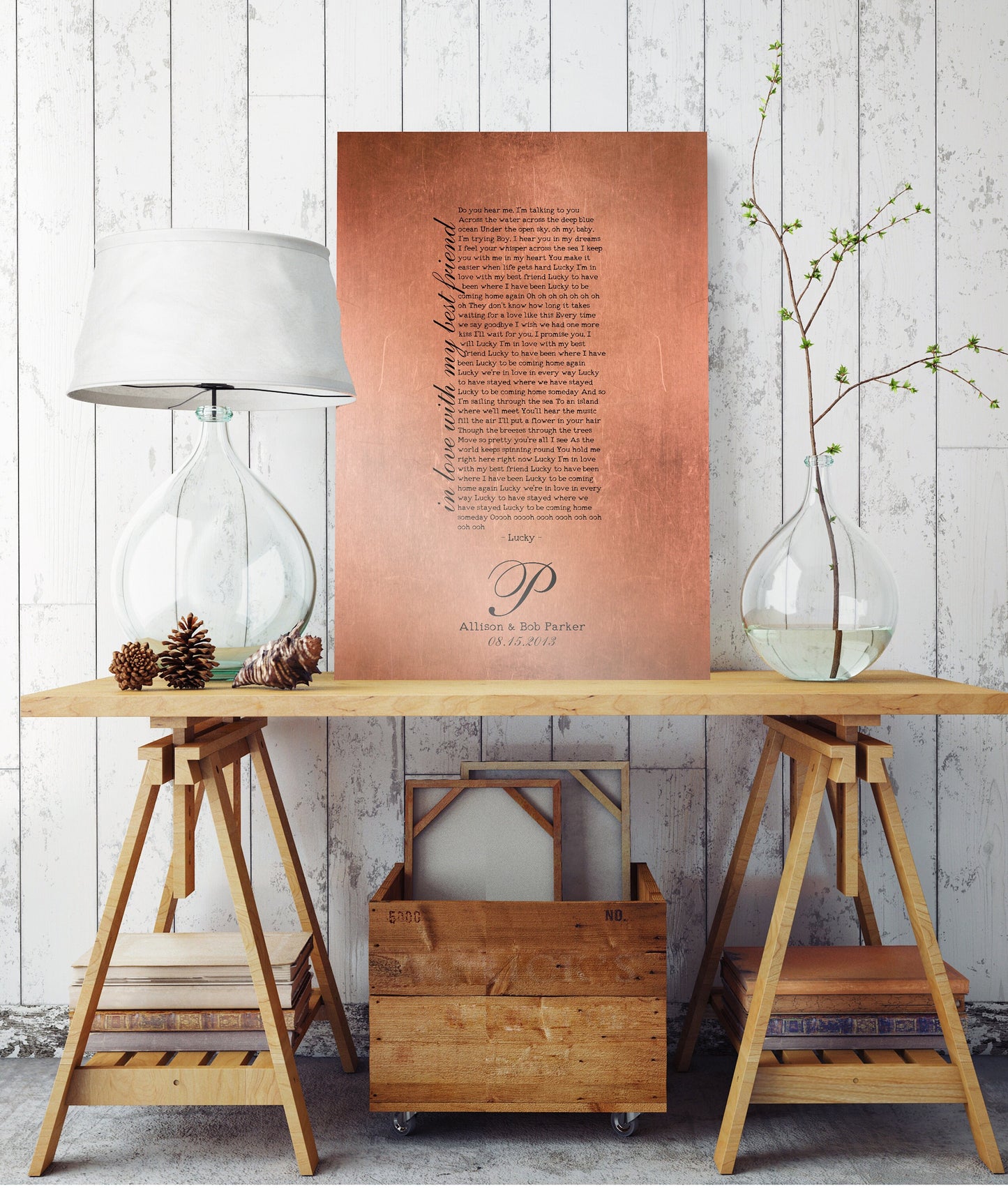 Personalized Copper Anniversary Song Lyric Art: Custom Metal Sign - HoneycombProverbs - Signs - Copper Anniversary Gifts