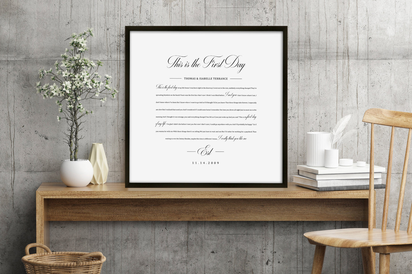 1st Year Anniverary Gift, Paper Anniversary Gift, Song Lyrics on Paper, 1st Wedding Anniversary Gift, Framed Lyric, Song Print, Wedding Gift - HoneycombProverbs - Gifts For The Couple - 1st Year Paper Gifts