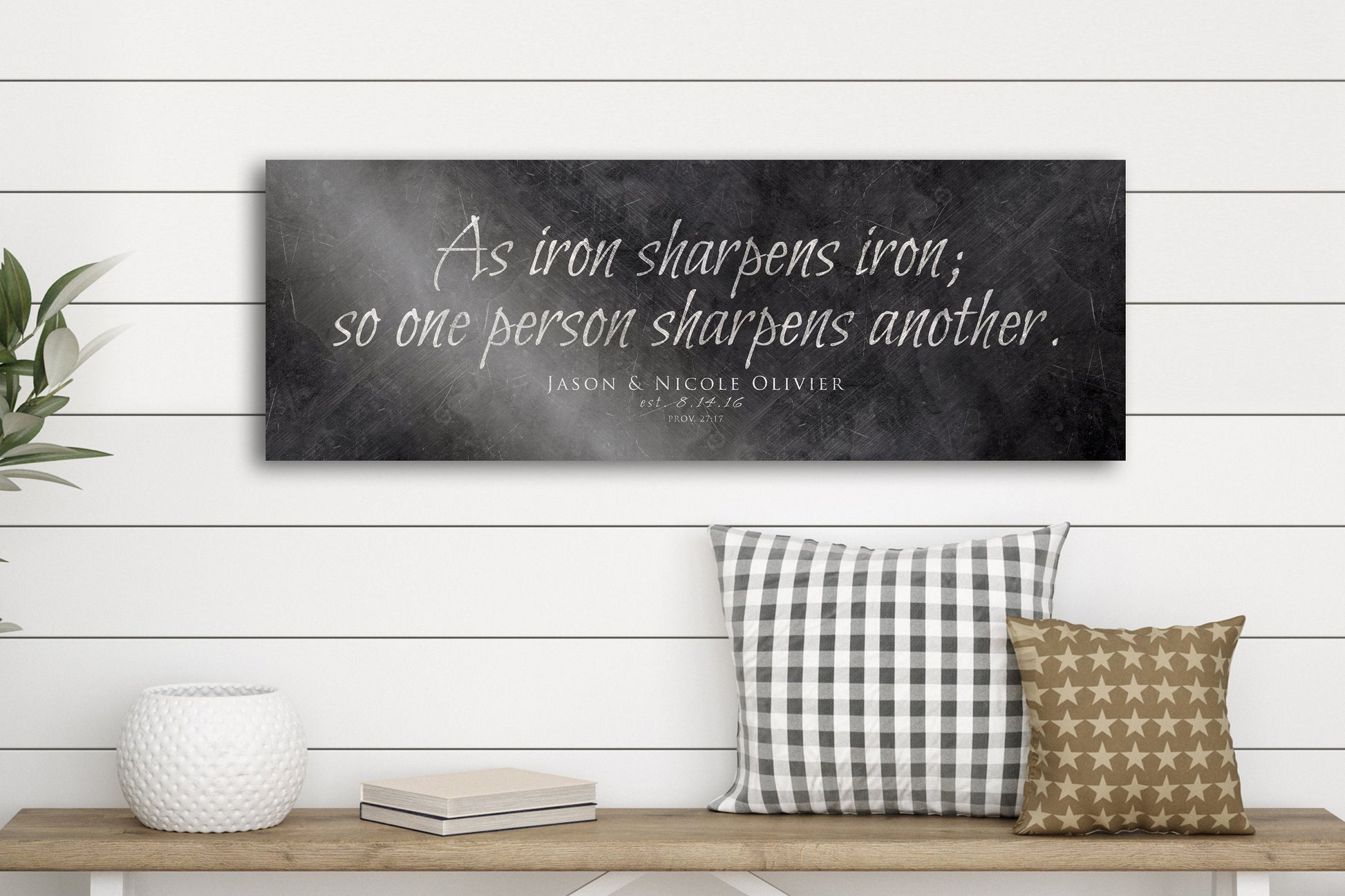 Proverbs 27:17, As Iron Sharpens Iron Personalized Wall Sign - HoneycombProverbs - Signs - Christian Wall Art
