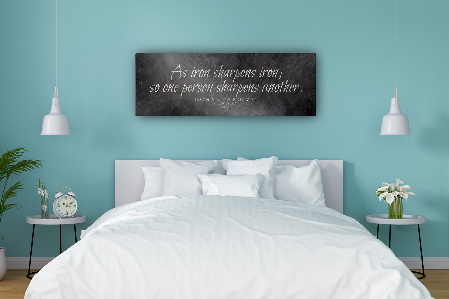 Proverbs 27:17, As Iron Sharpens Iron Personalized Wall Sign - HoneycombProverbs - Signs - Christian Wall Art