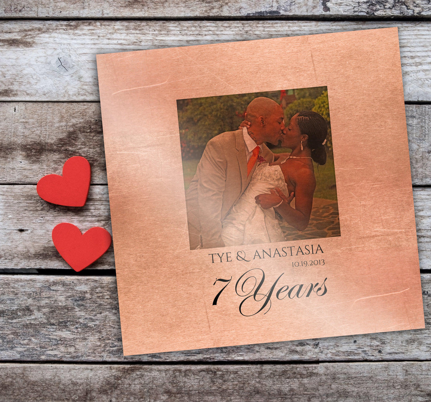 Persoanlized Distressed Copper Anniversary Photo Gift - HoneycombProverbs - Signs - Copper Anniversary Gifts