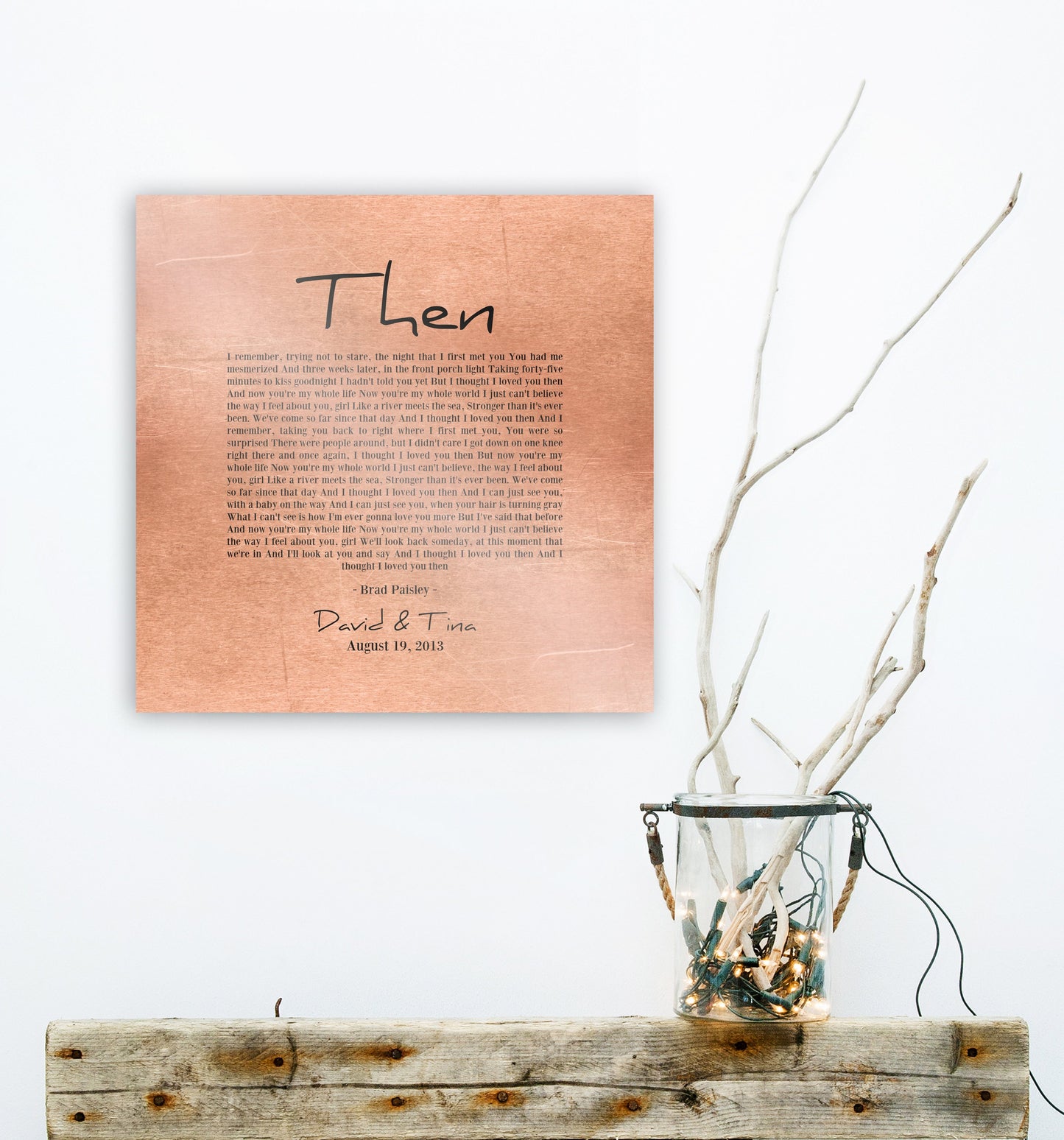 Personalized Copper Song Lyric Sign - HoneycombProverbs - Wall Decor - Copper Anniversary Gifts