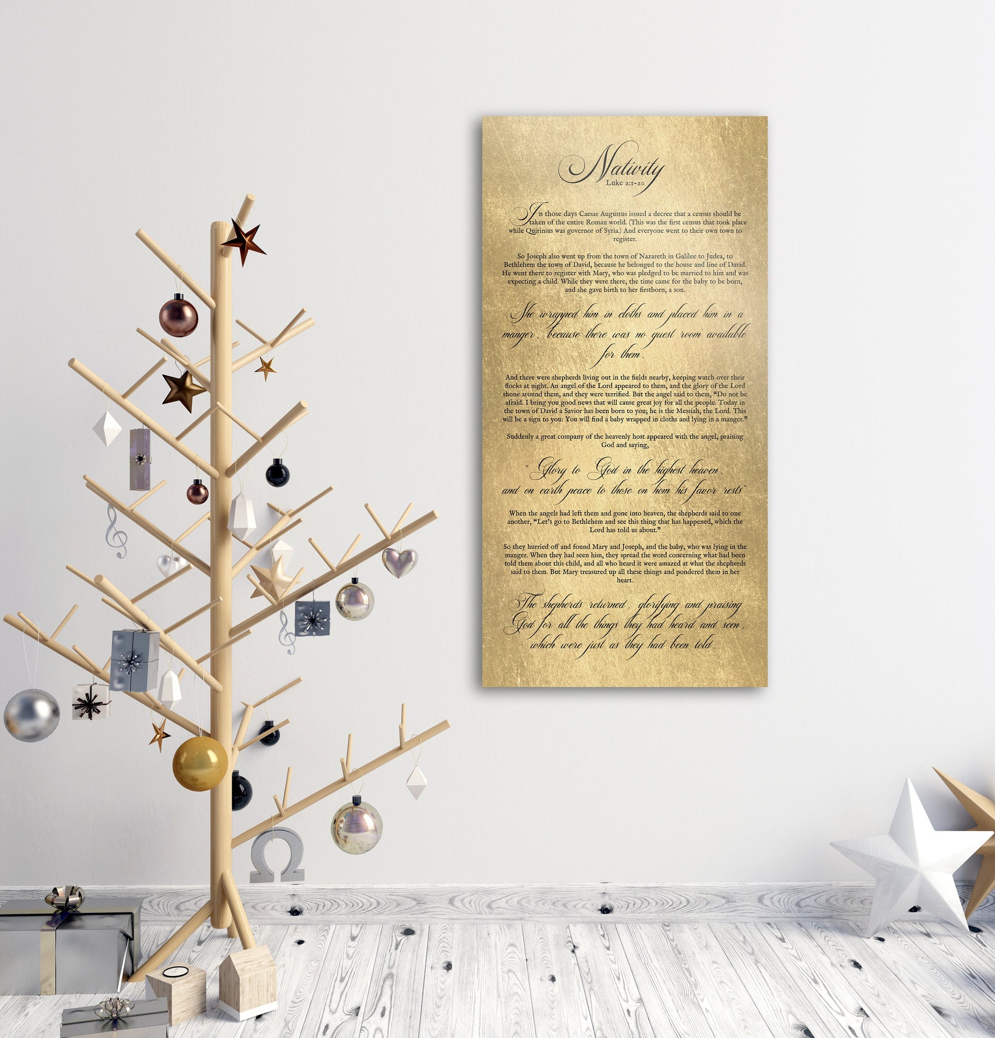 Nativity Story Sign in Rustic Gold - HoneycombProverbs - Signs - 