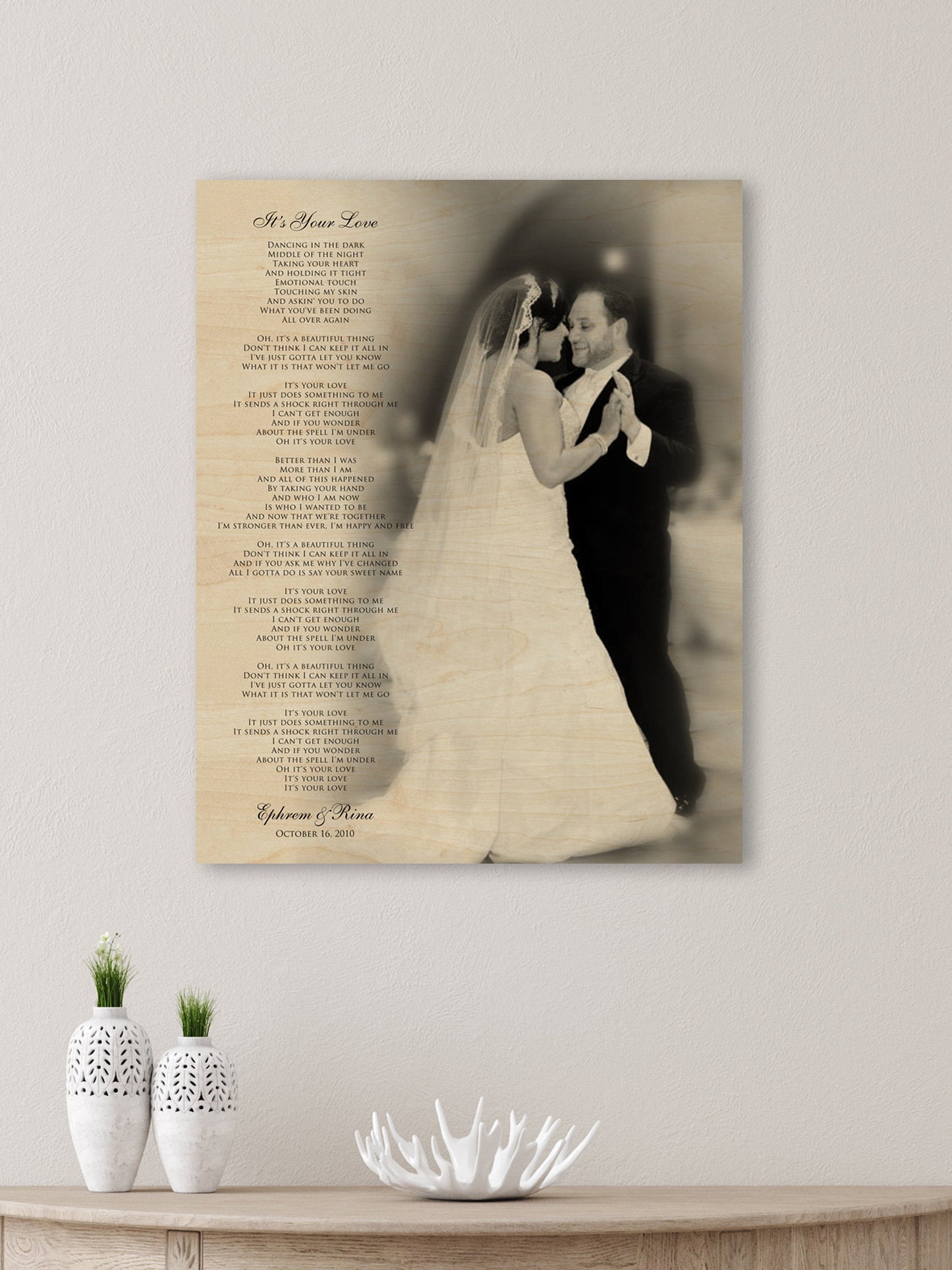 Wood Photo Gift with Words - HoneycombProverbs - Gifts For The Couple - Photo Lyrics Wall Art