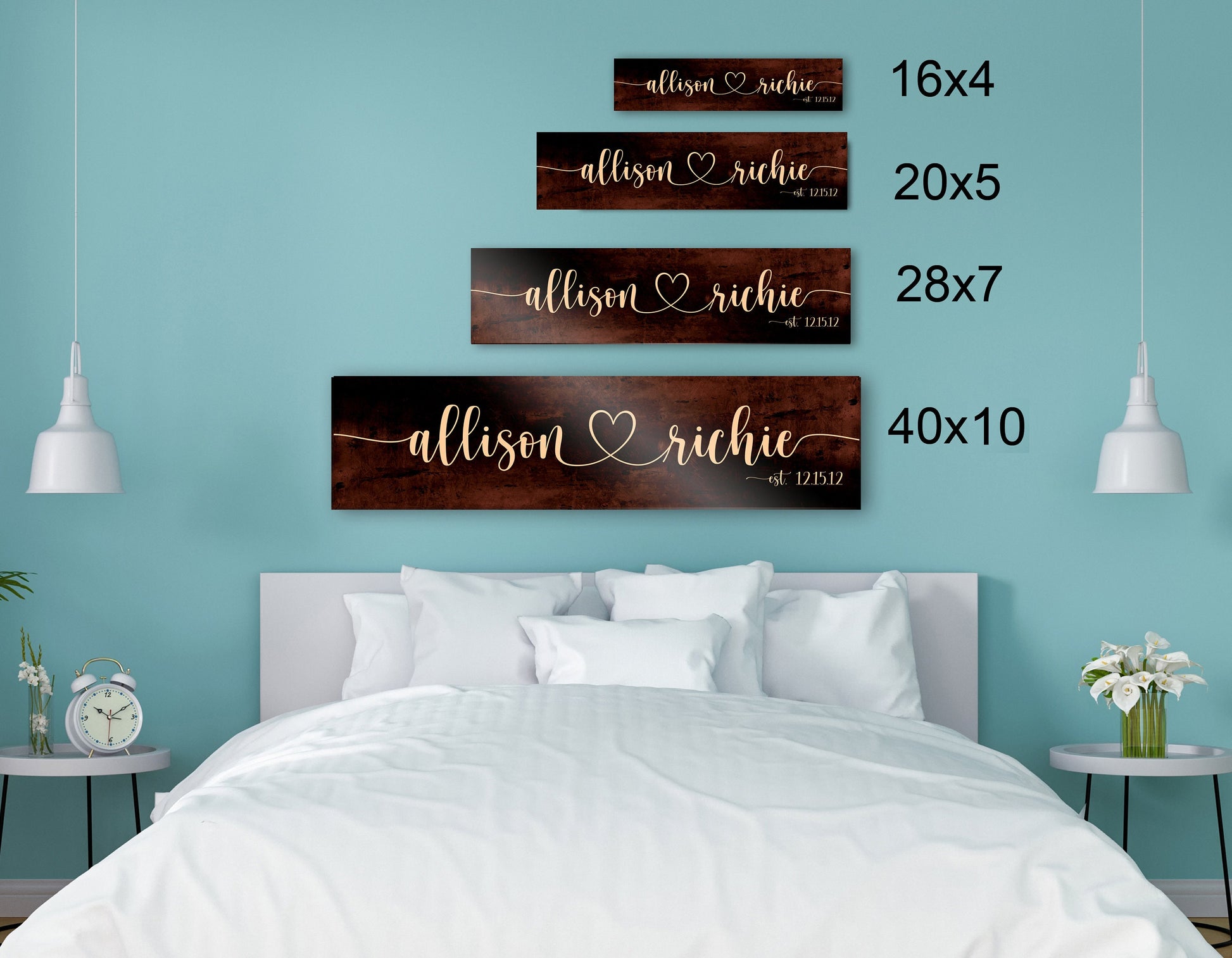 Heart Connected Names, Bronze Anniversary Sign - HoneycombProverbs - Signs - Bronze Anniversary Gifts