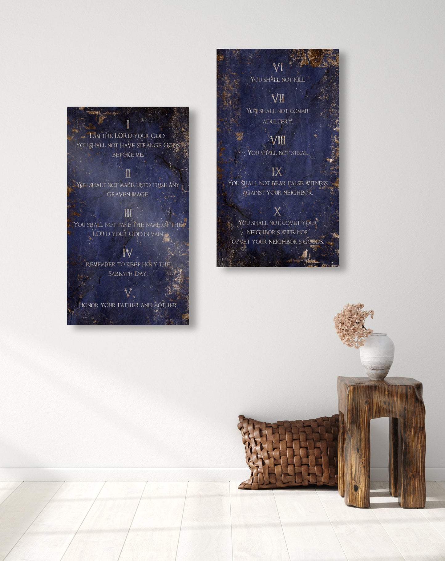 Saphire-Stone Inspired, Ten Commandments Metal Tablets - HoneycombProverbs - Wall Hangings - Christian Wall Art