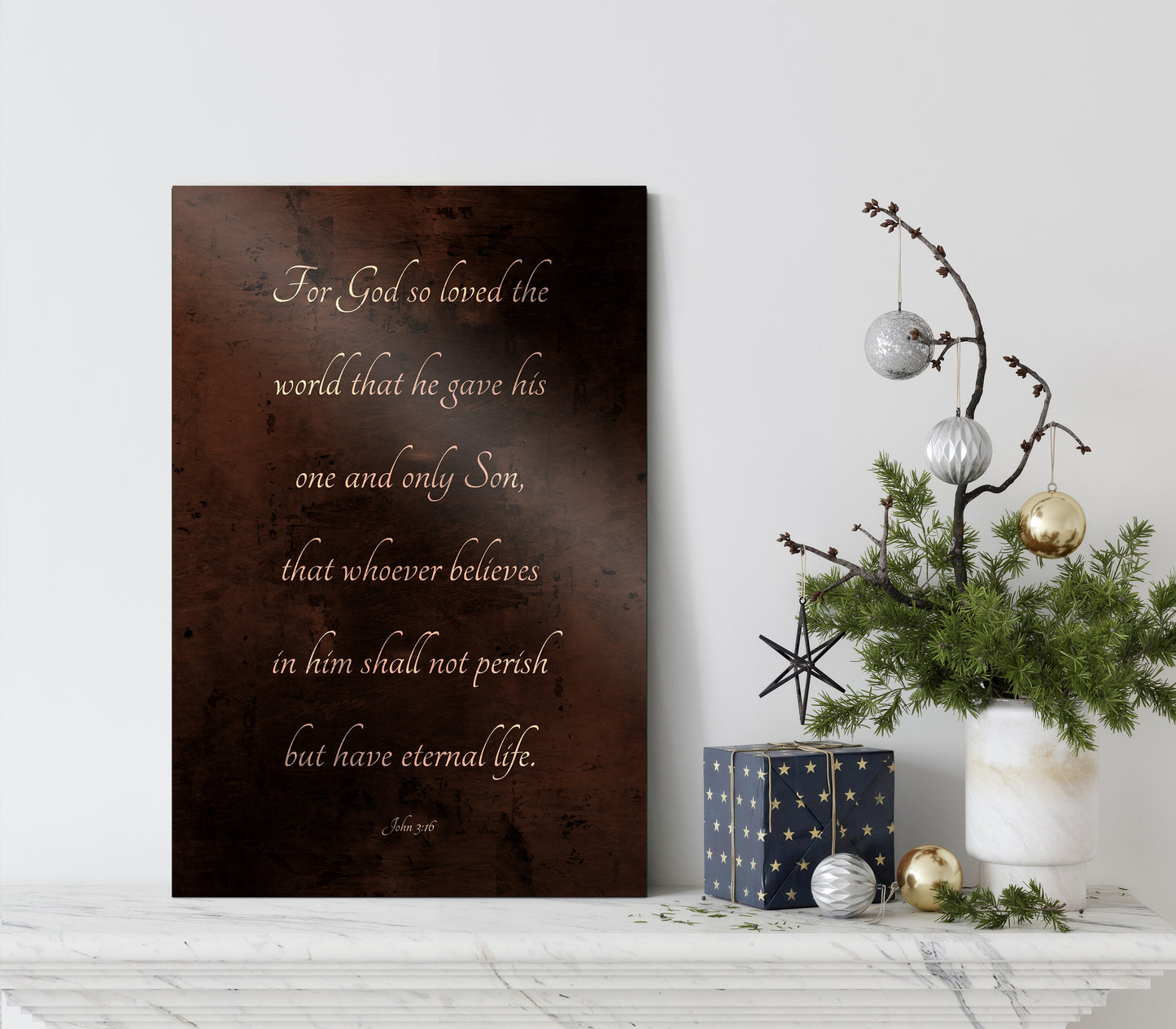 John 3:16, For God so loved the world - HoneycombProverbs - Gifts For The Couple - Christian Wall Art