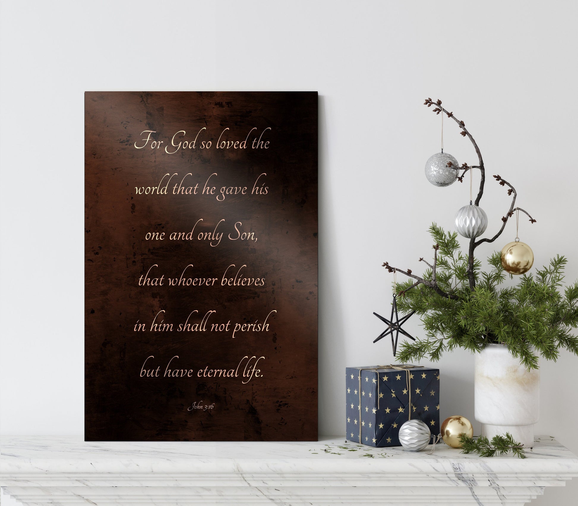 John 3:16, For God so loved the world - HoneycombProverbs - Gifts For The Couple - Christian Wall Art