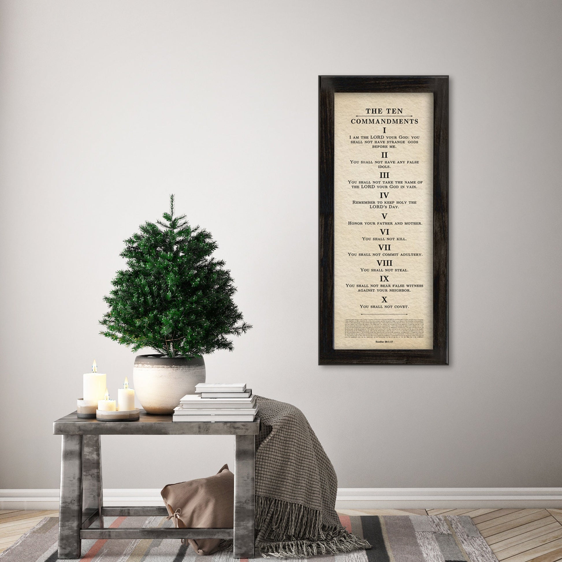 Framed Ten Commandments Parchment Wall Art - HoneycombProverbs - Religious Home & Decor - Christian Wall Art