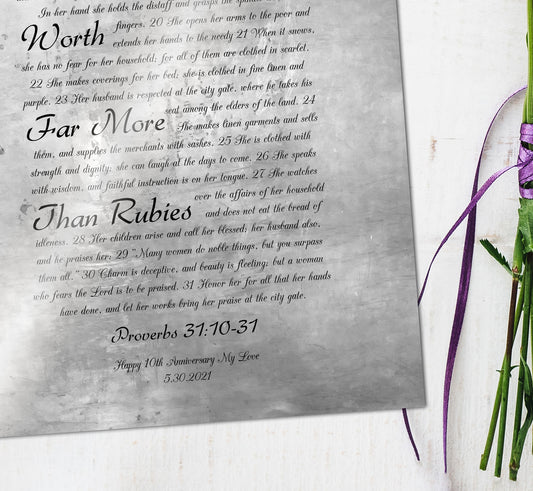 Proverbs 31 Personalized Tin Sign for Her - HoneycombProverbs - Signs - Christian Wall Art