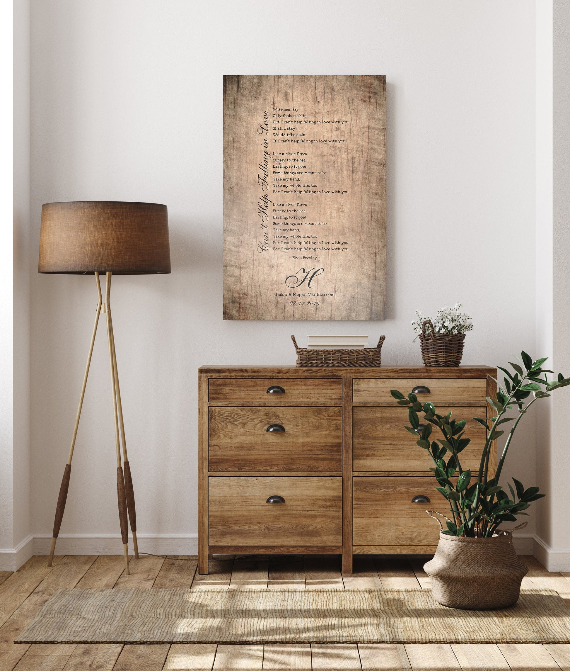 Wood Anniversary Monogrammed Song Lyric Sign - HoneycombProverbs - Signs - Rustic Lyrics Wall Decor