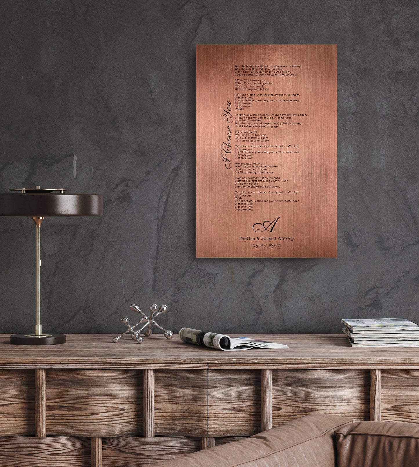 Our Song on Copper, Personalized Copper Gift - HoneycombProverbs - Gifts For The Couple - Copper Anniversary Gifts