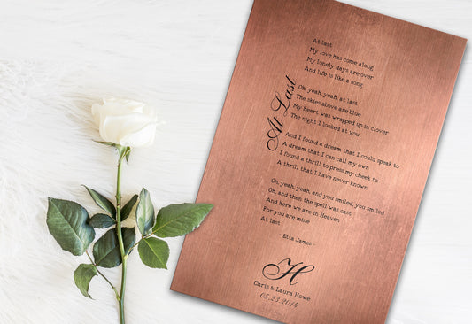 Our Song on Copper, Personalized Copper Gift - HoneycombProverbs - Gifts For The Couple - Copper Anniversary Gifts