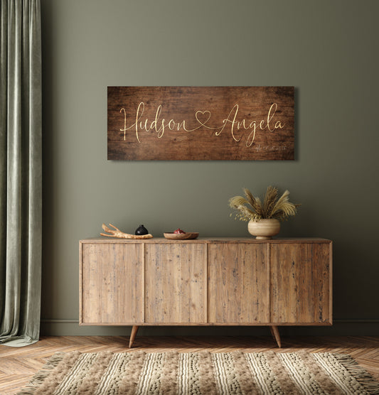 Our Names on Wood Established Sign for Couples - HoneycombProverbs - Signs - Name Signs Wall Art