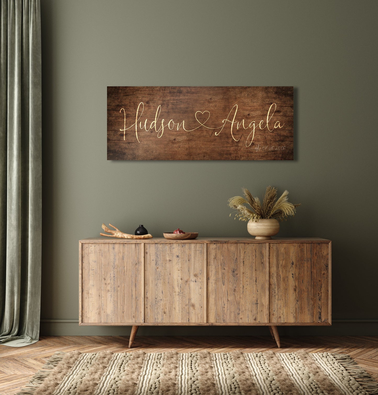 Wooden Sign 5th Anniversary Names with Heart - HoneycombProverbs - Gifts For The Couple - Name Signs Wall Art