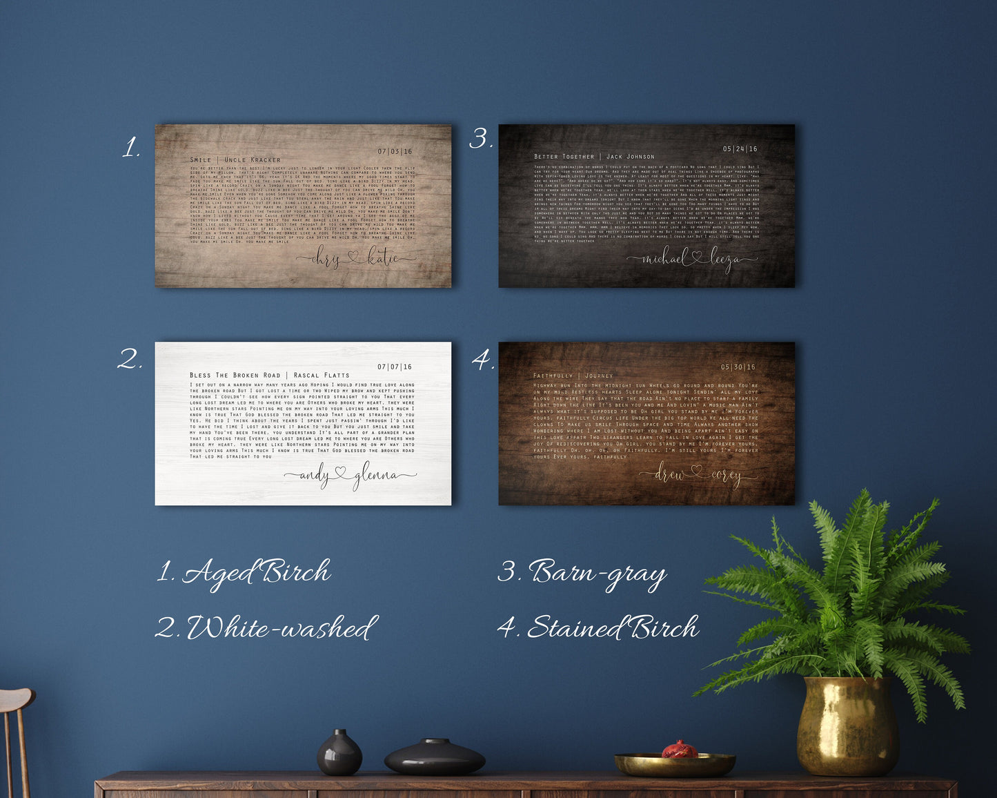 Orator Song Lyrics on Wood for Couples - HoneycombProverbs - Signs - 5 year anniversary gifts