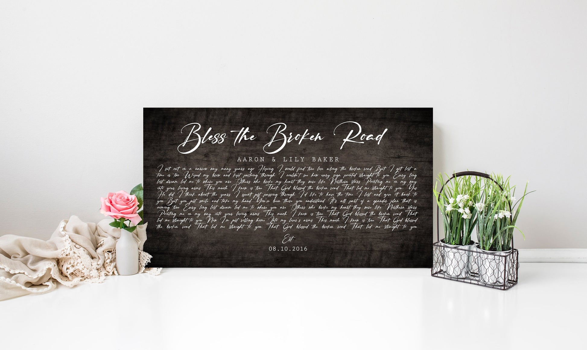 Rustic Anniversary Wooden Song Lyric Sign - HoneycombProverbs - Signs - 5 year anniversary gifts