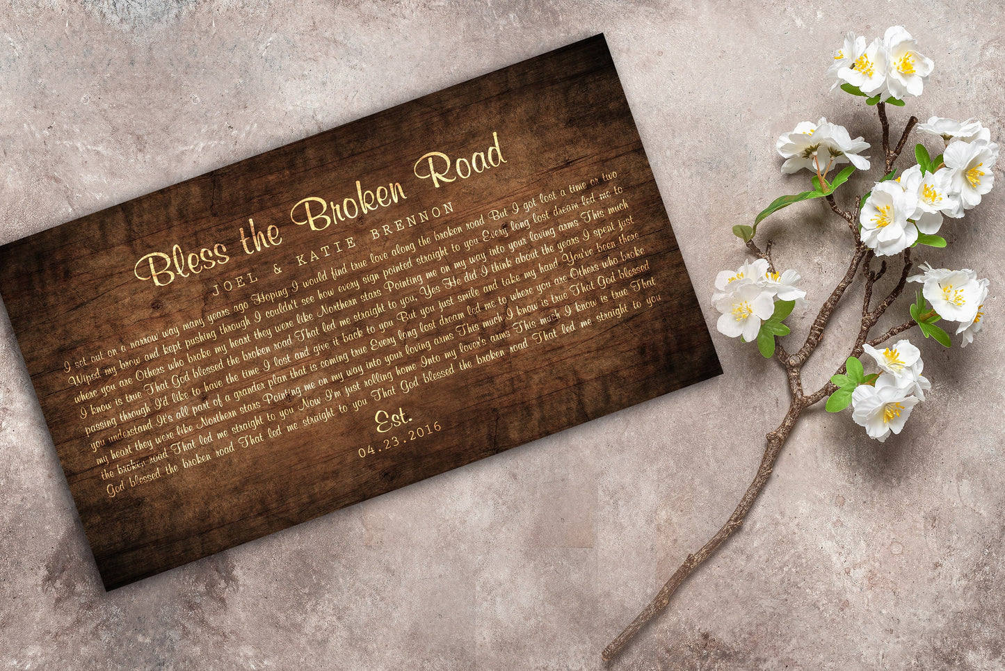 Rustic Anniversary Wooden Song Lyric Sign - HoneycombProverbs - Signs - 5 year anniversary gifts