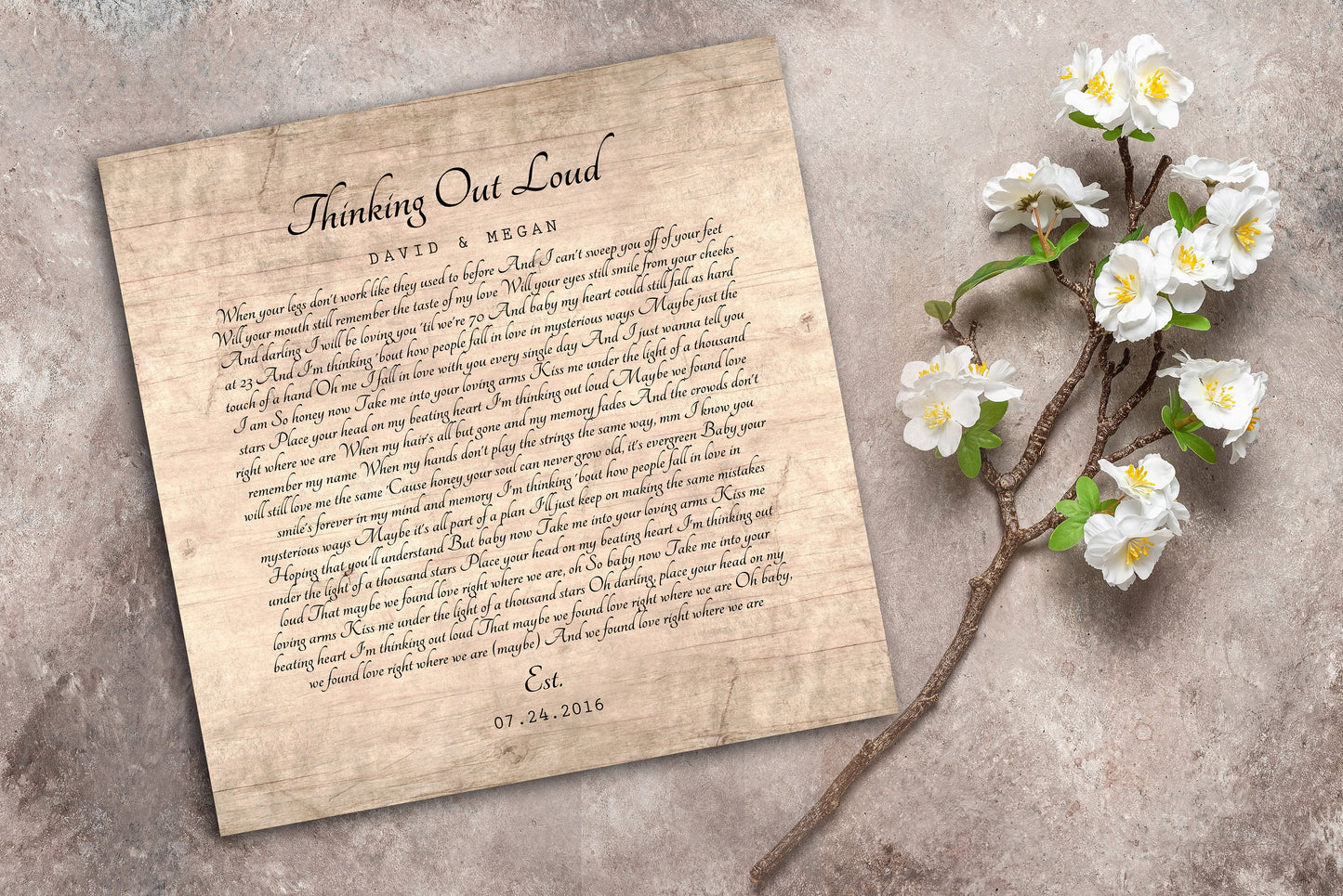 5 Year Anniversary Song Lyric Sign - HoneycombProverbs - Signs - Rustic Lyrics Wall Decor