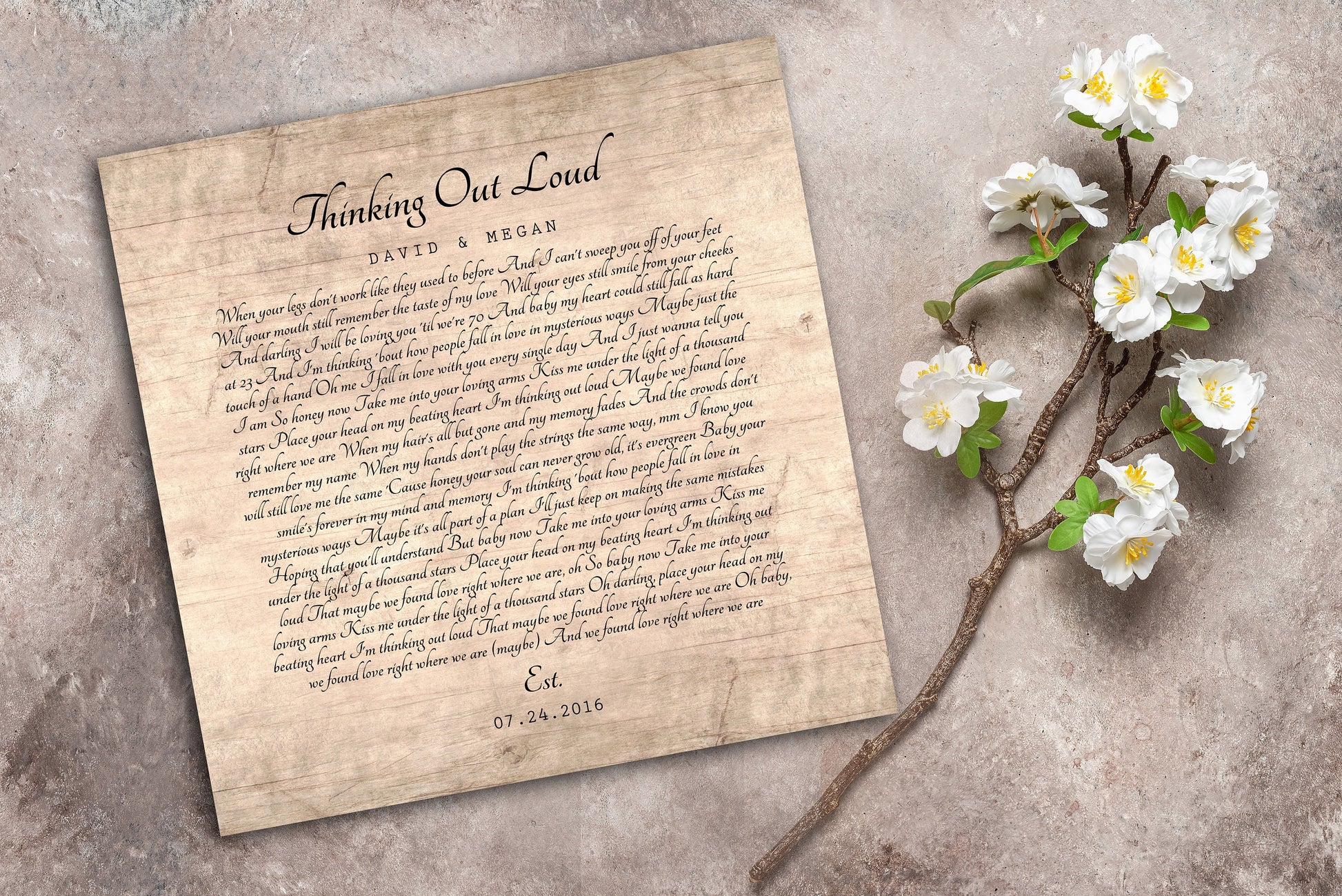5 Year Anniversary Song Lyric Sign - HoneycombProverbs - Signs - Rustic Lyrics Wall Decor