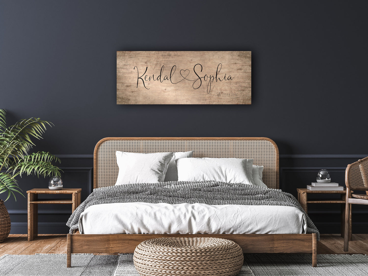 Heart Connecting Name Sign on Wood - HoneycombProverbs - Signs - Name Signs Wall Art