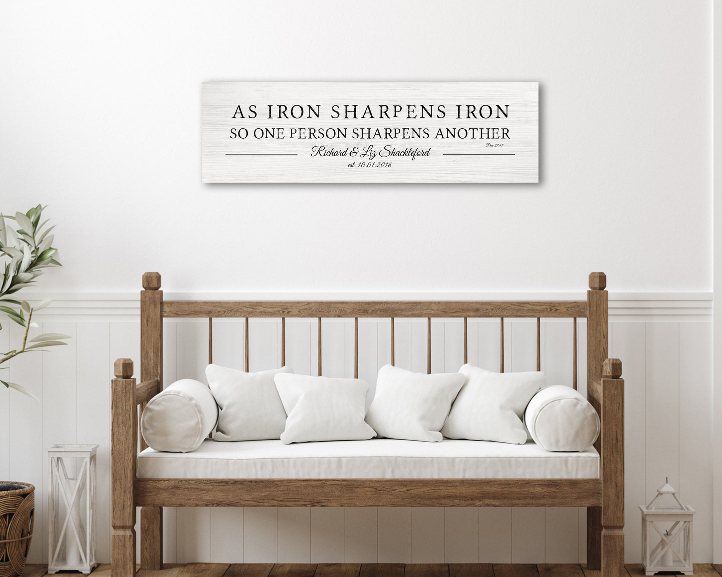 Proverbs 27:17 Personalized Couples Gift on Wood - HoneycombProverbs - Gifts For The Couple - Christian Wall Art