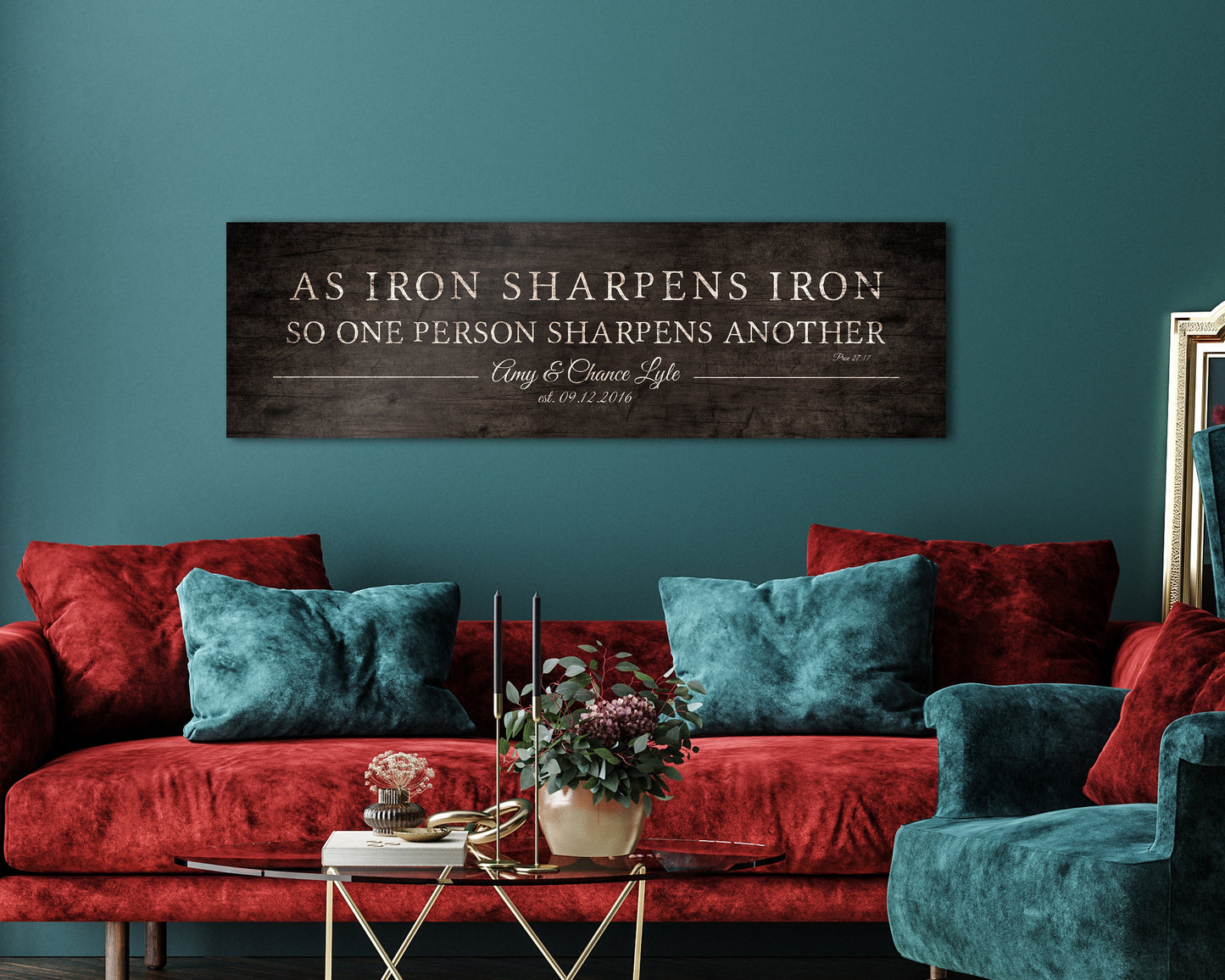 Iron Sharpens Iron Prov 27:17 Sign for Couples - HoneycombProverbs - Gifts For The Couple - Christian Wall Art